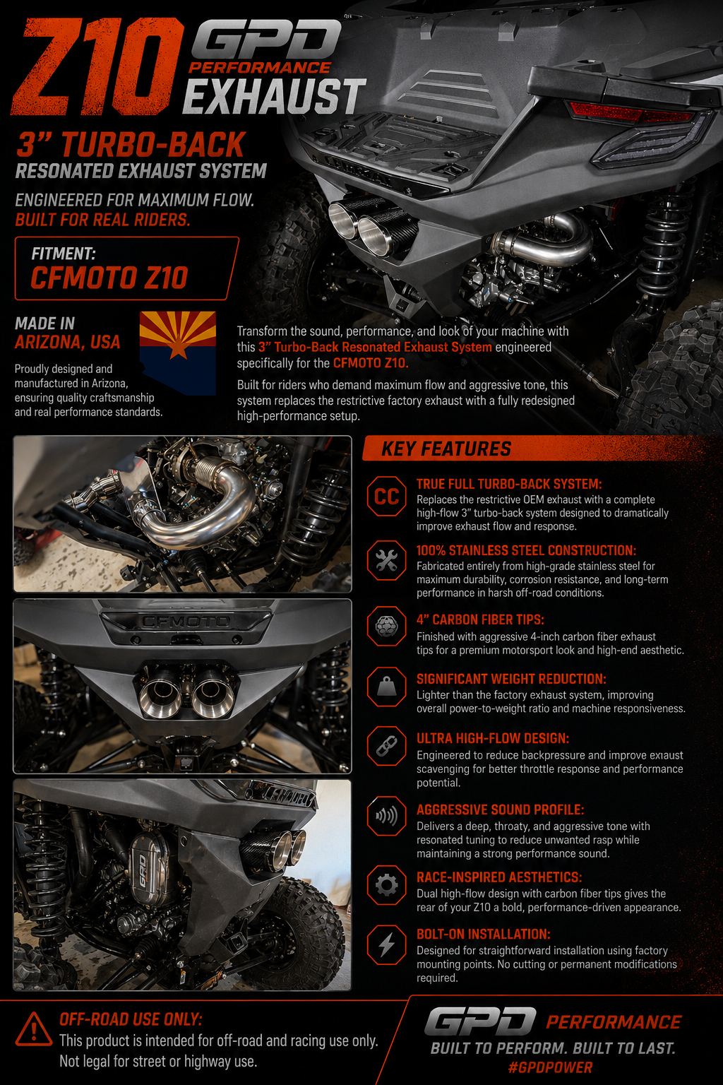 CF MOTO Zforce Z10 Stainless Steel Exhaust 2026